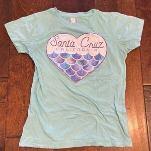 Girls Aqua Mermaid “Santa Cruz” Heart T-Shirt